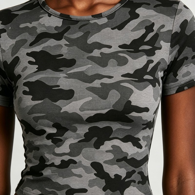 Grey Camo Crop T-shirt