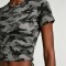 Grey Camo Crop T-shirt | Slim Fit | Cotton Blend | Casual Streetwear | Custom Streetwear Manufacturer