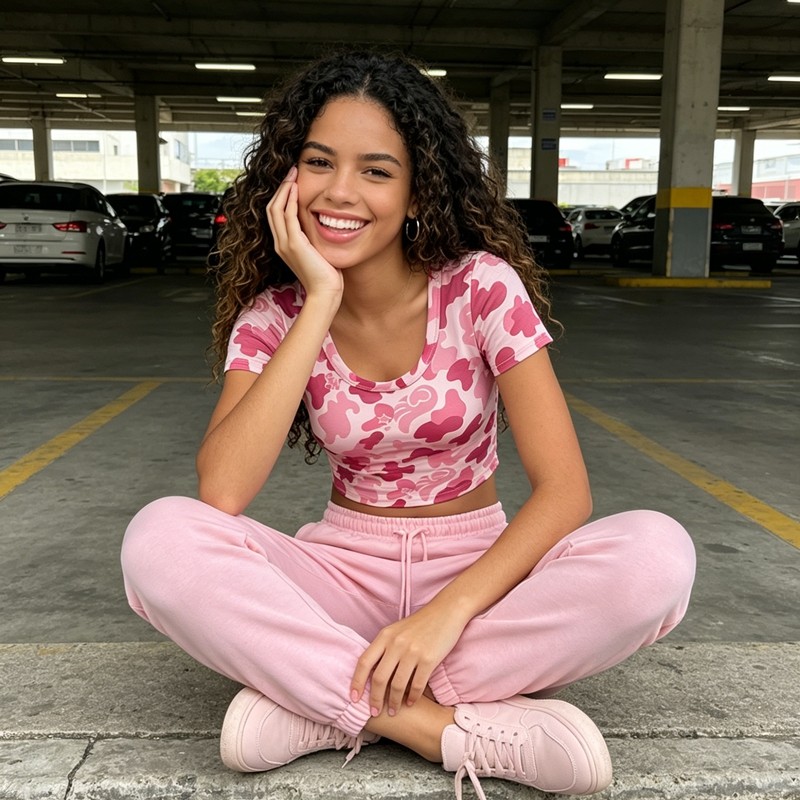 Pink Camo Crop Tee