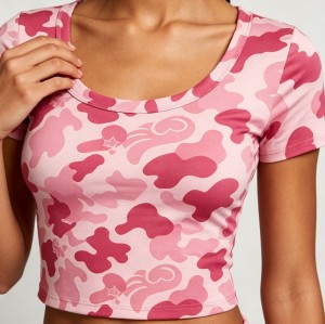 Pink Camo Crop Tee | Slim Fit | Cotton Blend, Short Sleeve | Casual Streetwear | Custom Streetwear Manufacturer