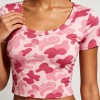 Pink Camo Crop Tee | Slim Fit | Cotton Blend, Short Sleeve | Casual Streetwear | Custom Streetwear Manufacturer