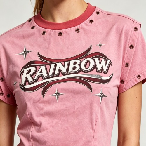 DTG Print Washed Vintage Crop T-Shirt with Rivet | 100% Cotton | Y2K Style | Custom Streetwear Manufacturer