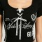 Black Lace Up Crop Tee with Screen Print | Slim Fit Y2K Baby Tee | Casual Streetwear | OEM Streetwear