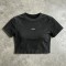 Distressed Washed Crop Top T-Shirt | Metal Logo Badge | Cotton Blend | Custom Streetwear Manufacturer