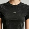 Distressed Washed Crop Top T-Shirt | Metal Logo Badge | Cotton Blend | Custom Streetwear Manufacturer