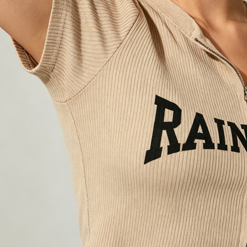 Custom DTG Print Zip Knit Crop Tee