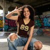Short Sleeve V-Neck Screen Print T-Shirt | Cotton Blend | Slim Fit | Casual Y2K | Streetwear Manufacturer