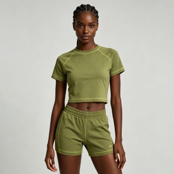 Raglan Stitch Crop Top | Cotton Blend | Casual Wear | Custom Streetwear Manufacturer