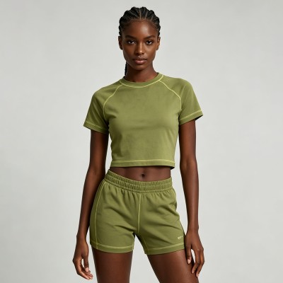 Raglan Stitch Crop Top | Cotton Blend | Casual Wear | Custom Streetwear Manufacturer