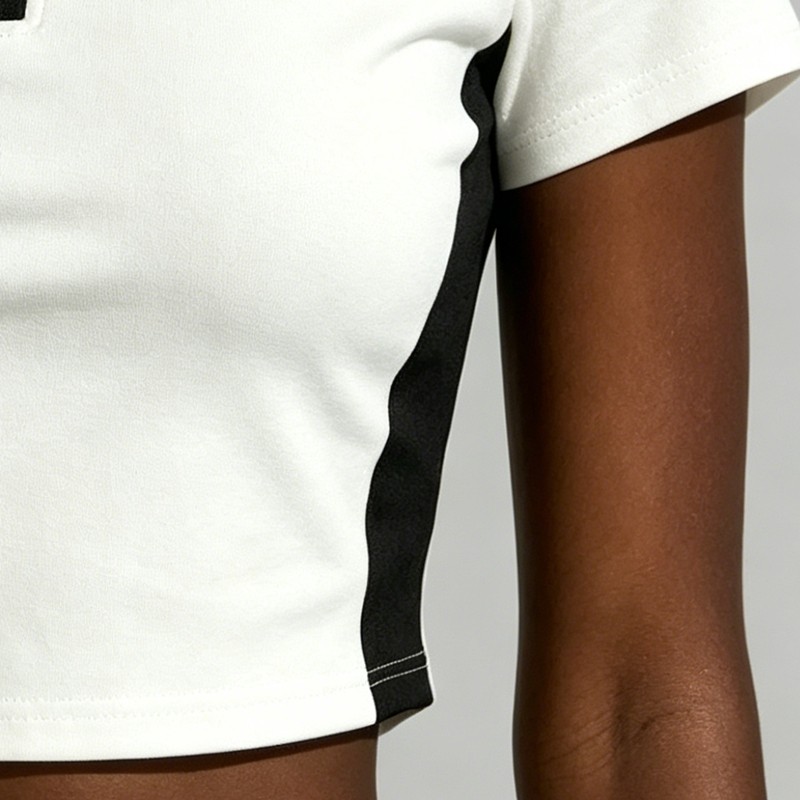 Cropped Embroidered Polo T-Shirt