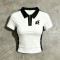 Cropped Embroidered Polo T-Shirt | Black White Colorblock | Cotton Blend | Casual Streetwear | Custom Streetwear Manufacturer
