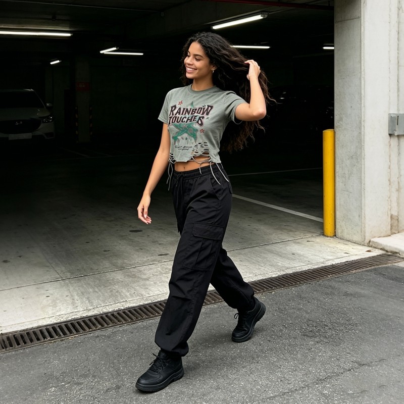 DTG Printed Distressed Ripperd Cropped T-Shirt