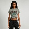 DTG Printed Distressed Ripperd Cropped T-Shirt | Lace-Up | 100% Cotton | Y2K Streetwear | OEM Streetwear