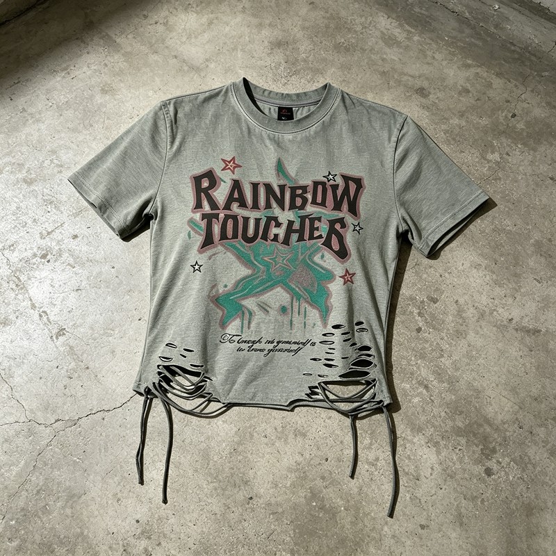 DTG Printed Distressed Ripperd Cropped T-Shirt