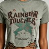 DTG Printed Distressed Ripperd Cropped T-Shirt | Lace-Up | 100% Cotton | Y2K Streetwear | OEM Streetwear