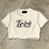 Embroidered Beaded Screen Printing Crop Top | Y2K Aesthetic | Cotton Blend | Casual Streetwear | OEM Streetwear