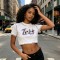 Embroidered Beaded Screen Printing Crop Top | Y2K Aesthetic | Cotton Blend | Casual Streetwear | OEM Streetwear