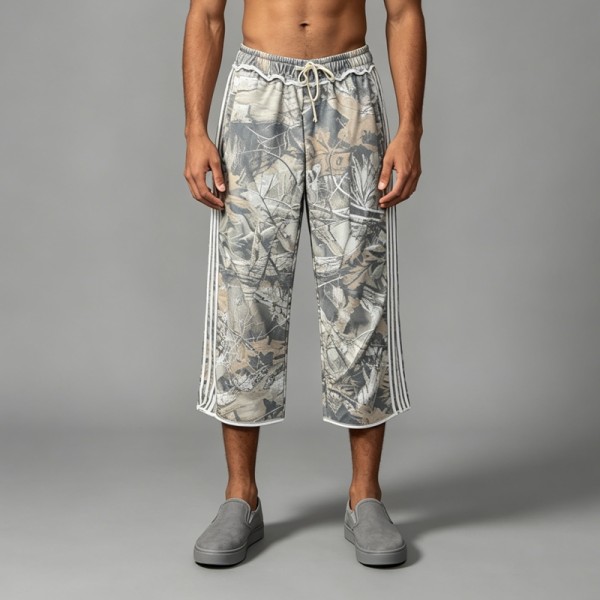 Realtree Camo Capri pants | Three-Stripes, Elastic Waist | Cotton Blend | Custom Streetwear Manufacturer