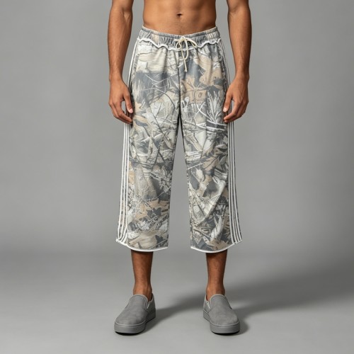Realtree Camo Capri pants | Three-Stripes, Elastic Waist | Cotton Blend | Custom Streetwear Manufacturer
