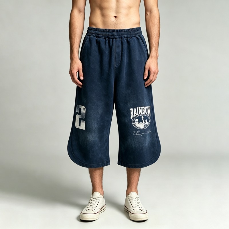 Washed and DTG Print Capri Pants