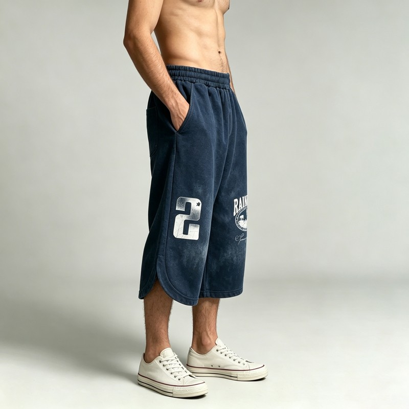 Washed and DTG Print Capri Pants