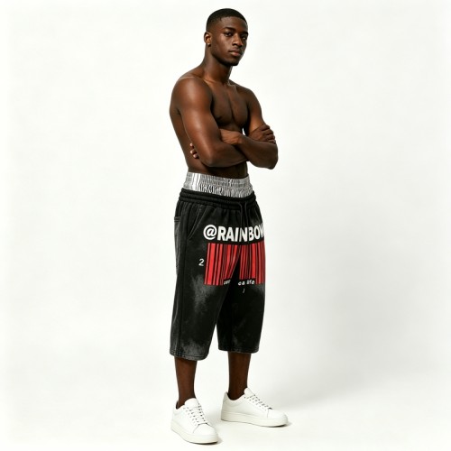 Spray Dye and Screen Printing Capri Shorts | Cotton Blend | Casual Streetwear | OEM Streetwear