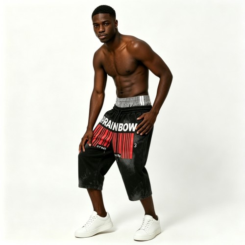 Spray Dye and Screen Printing Capri Shorts | Cotton Blend | Casual Streetwear | OEM Streetwear