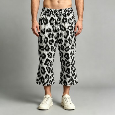 Leopard Cropped Pants | Elastic Waist Drawstring | Cotton Blend | Casual Streetwear | OEM Streetwear