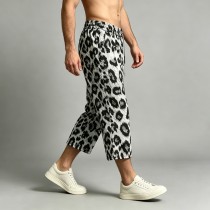 Leopard Cropped Pants | Elastic Waist Drawstring | Cotton Blend | Casual Streetwear | OEM Streetwear