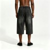 Washed and Spray Dye Denim Shorts | Elastic Waist Rope Drawstring | 100% Cotton | Custom Streetwear Manufacturer