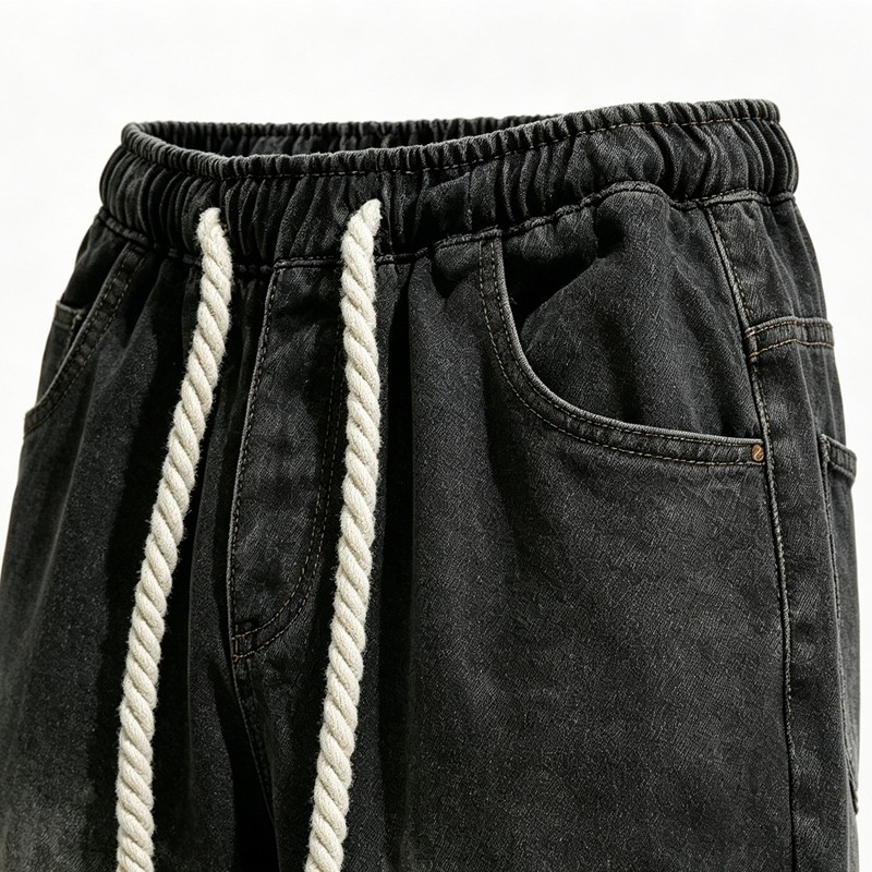 Washed and Spray Dye Denim Shorts