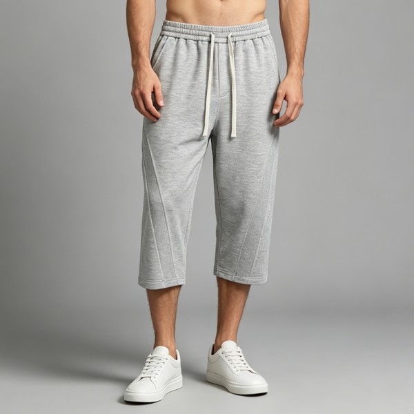 Heavyweight French Terry Capri pants | Elastic Waist Drawstring | Cotton Blend | Custom Streetwear