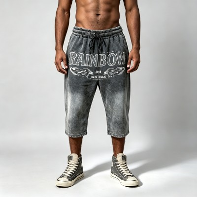 Washed Embroidered Capri Pants with Rivet | 100% Cotton | Casual Streetwear | Custom Clothing Manufacturer