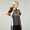 Screen Printing Quarter-Zip Color Block Slim T-shirt | Breathable Cotton Blend | Women's Casual Sportswear | OEM Streetwear