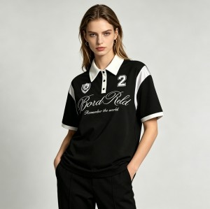 Embroidered Jersey Polo T-Shirt | Satin Panel | Cotton Blend | Casual Streetwear | Custom Streetwear Manufacturer