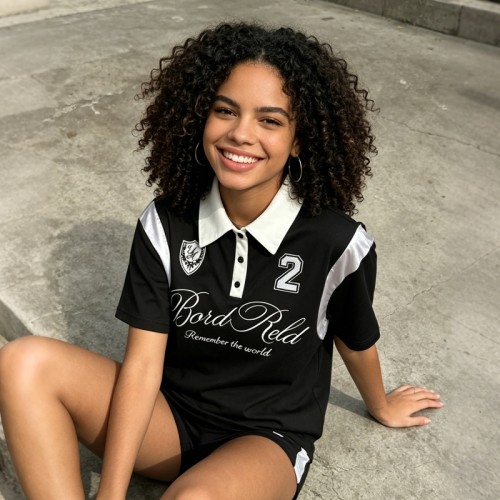 Embroidered Jersey Polo T-Shirt | Satin Panel | Cotton Blend | Casual Streetwear | Custom Streetwear Manufacturer