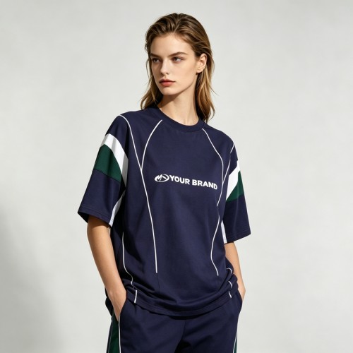 Screen Printing Soccer Jersey T-Shirt | Color Block | 100% Cotton | Casual Sportswear | Custom Streetwear Manufacturer