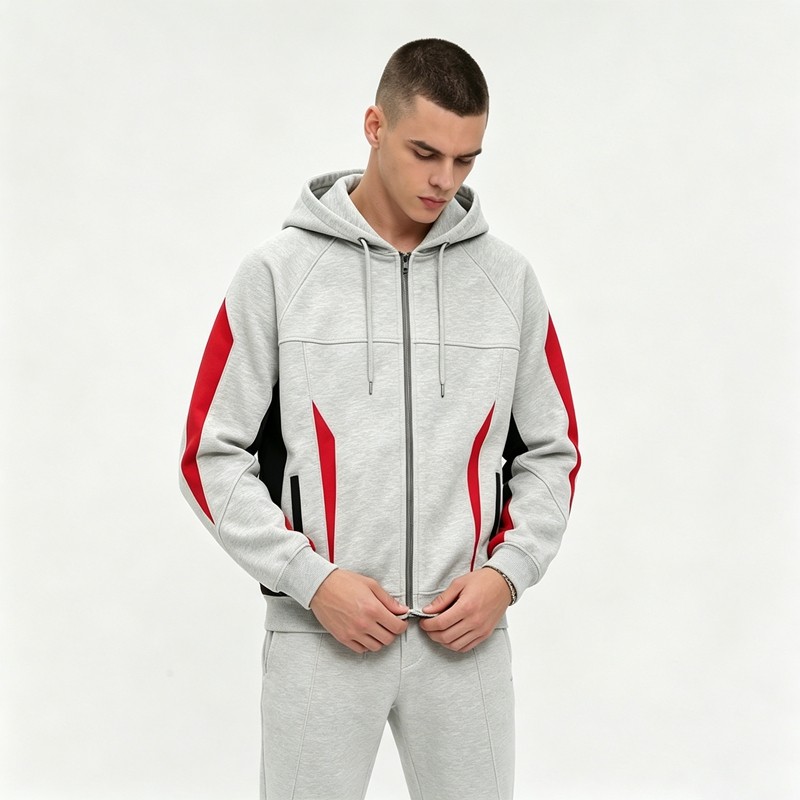 Zip-Up Color Block Hoodie