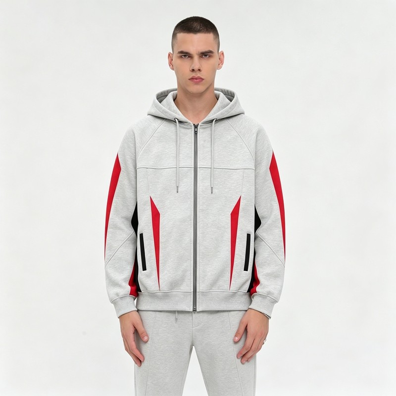 Zip-Up Color Block Hoodie