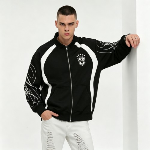 Full Zip Embroidered Patches Hoodies | Cotton Blend | Casual Sportswear | Custom Streetwear Manufacturer