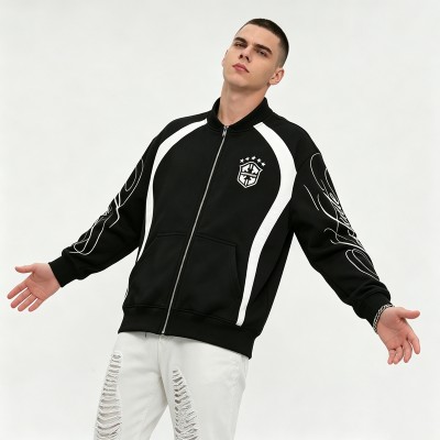 Full Zip Embroidered Patches Hoodies | Cotton Blend | Casual Sportswear | Custom Streetwear Manufacturer