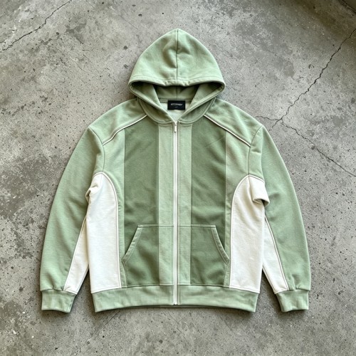 Paneled Zip-Up Hoodie | Color Block Design | Cotton Fleece | Streetwear | OEM Streetwear