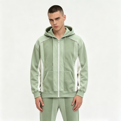 Paneled Zip-Up Hoodie | Color Block Design | Cotton Fleece | Streetwear | OEM Streetwear