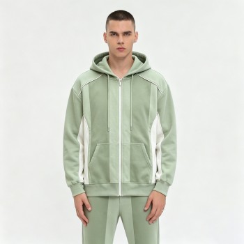 Paneled Zip-Up Hoodie | Color Block Design | Cotton Fleece | Streetwear | OEM Streetwear