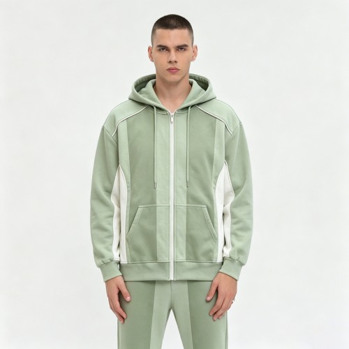 Paneled Zip-Up Hoodie | Color Block Design | Cotton Fleece | Streetwear | OEM Streetwear