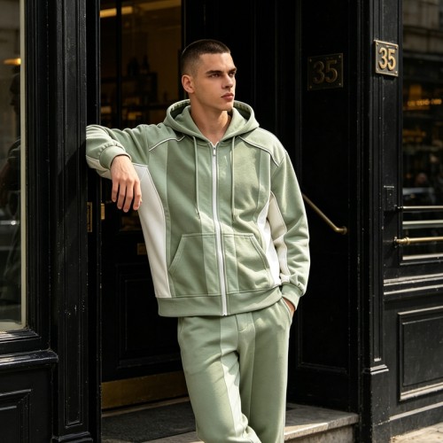 Paneled Zip-Up Hoodie | Color Block Design | Cotton Fleece | Streetwear | OEM Streetwear
