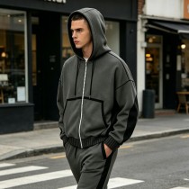 Zip-Up Patchwork Hoodie | Cotton Blend | Vintage Washed | Streetwear Casual | Custom Streetwear Manufacturer
