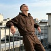 Paneled 3D Seam Zip Up Hoodie | Cropped Oversized Brown | Cotton Blend | Streetwear Manufacturer