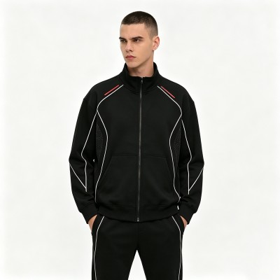 Zip-Up Tech Fleece Hoodies | Reflective Stripe and Mesh Detail | Cotton-Blend | Custom Streetwear