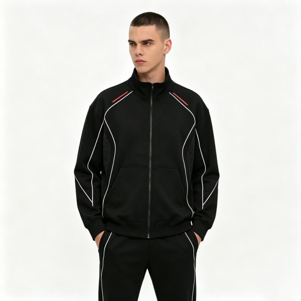 Zip-Up Tech Fleece Hoodies | Reflective Stripe and Mesh Detail | Cotton-Blend | Custom Streetwear